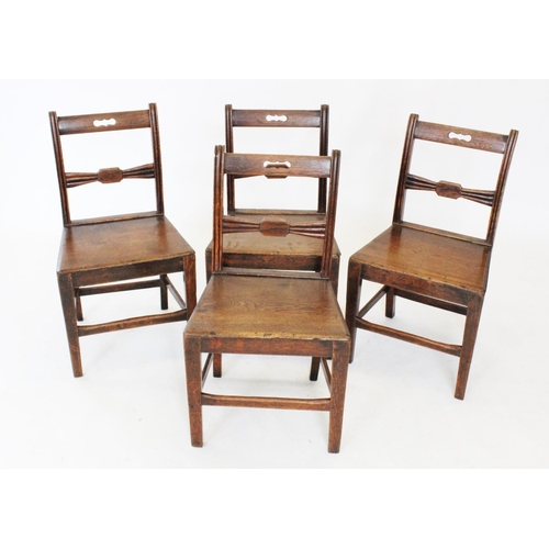 691 - A harlequin set of seven oak country chairs, late 18th/early 19th century, comprising a set of four ... 