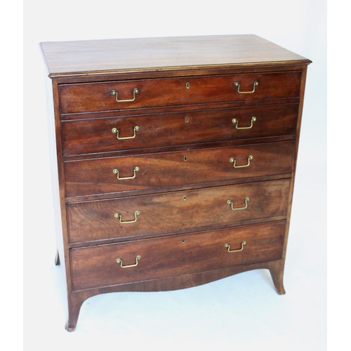 703 - A George III mahogany secretaire chest of drawers, the rectangular top above a fall front secretaire... 