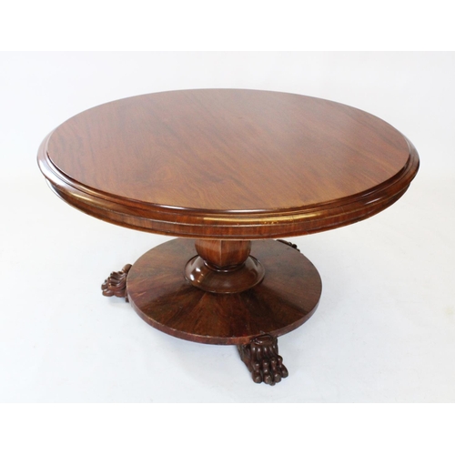 769 - A William IV mahogany centre table, the circular thumb moulded top raised upon a hexagonal baluster ... 