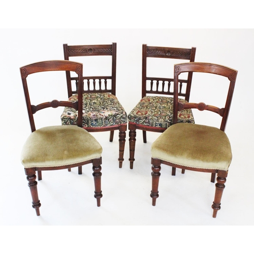 786 - A matched set of ten late Victorian walnut dining chairs, to include a set of six with rail backs an... 