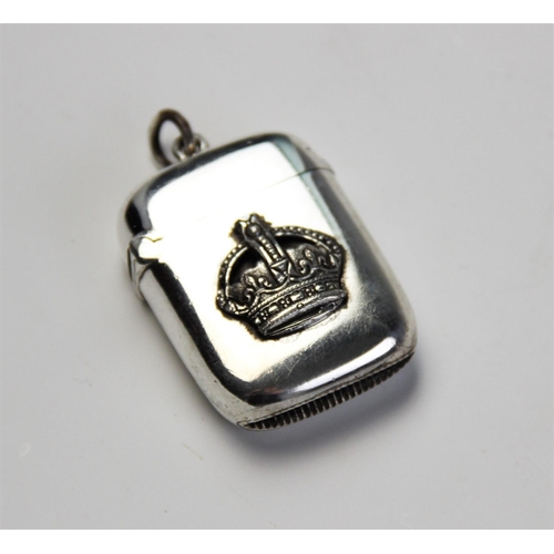 84 - An Edwardian silver vesta case by A&J Zimmerman Ltd, Birmingham 1901, of plain polished rectangular ... 