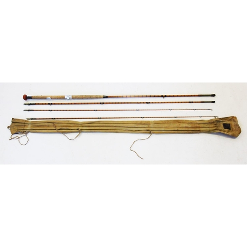 636 - A Hardy 'Gold Medal Palakona' three piece split cane fly fishing rod, 10' complete with extra tip an... 