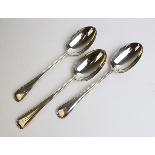 96 - Three silver serving spoons by Goldsmiths & Silversmiths Company, London 1923, each with initial 'D'... 