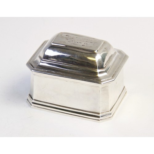 107 - An Edwardian Britannia standard silver tobacco box by George Gilliam, London 1905, of tapered rectan... 