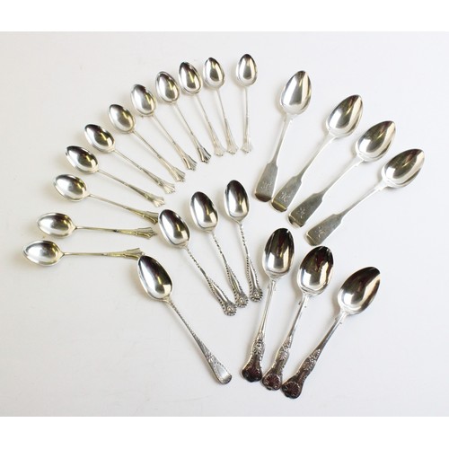 100 - A set of eleven silver teaspoons, each with tapered moulded handles, seven by I S Greenberg & Co, Bi... 