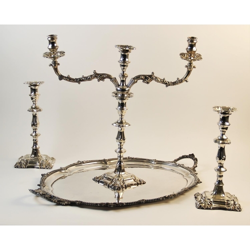 111 - A selection of silver mounted and silver plated tableware, to include a set of six silver handled kn... 