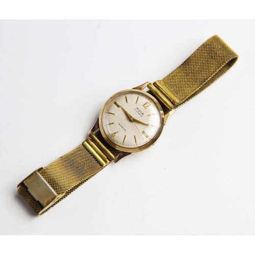 118 - A gent's vintage 9ct gold Avia 17 jewels Incabloc wristwatch, the round cream dial with with baton a... 