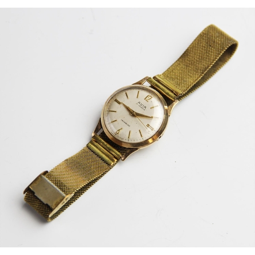 118 - A gent's vintage 9ct gold Avia 17 jewels Incabloc wristwatch, the round cream dial with with baton a... 