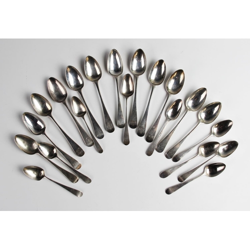13 - Six George IV teaspoons by William Bateman I, London 1825, each engraved with letters ‘BJH’, 13.5cm ... 