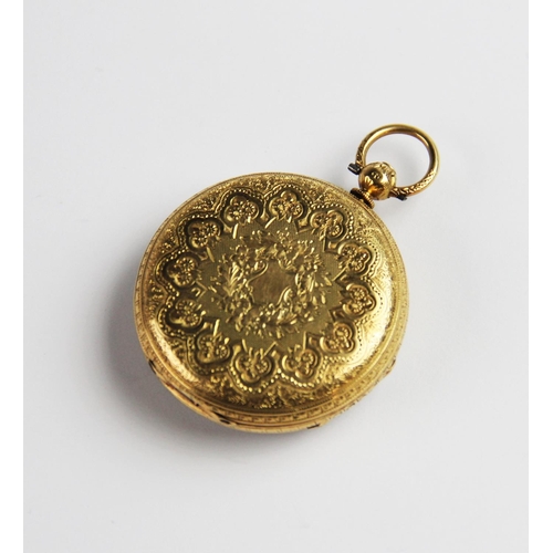 131 - A Victorian 18ct gold open face pocket watch, marks for Chester 1862, the round gold toned dial with... 