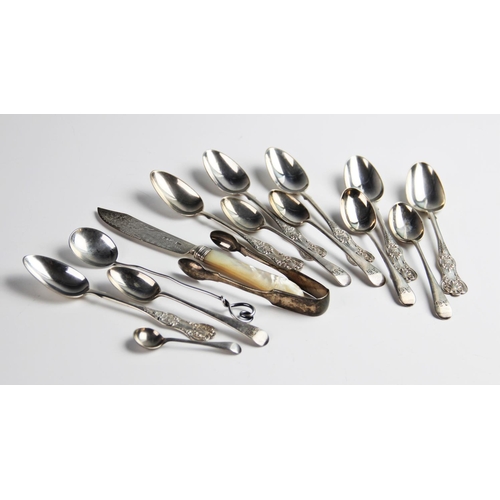 14 - Six Scottish silver Kings pattern Victorian teaspoons by W Jenkins, Glasgow 1874, each 14cm long, to... 