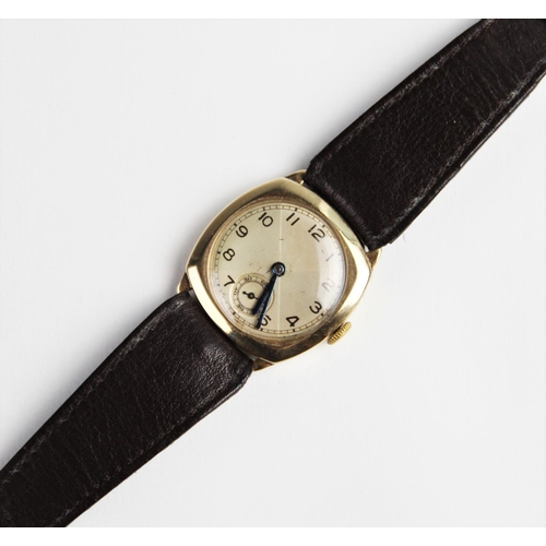 141 - A gent's vintage 9ct gold wristwatch, the round dial with Arabic numerals, subsidiary seconds dial t... 