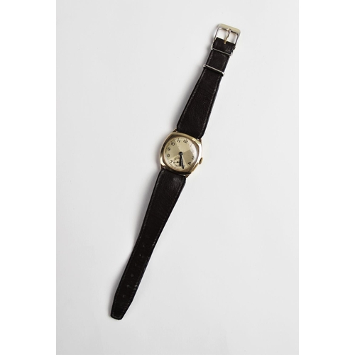 141 - A gent's vintage 9ct gold wristwatch, the round dial with Arabic numerals, subsidiary seconds dial t... 