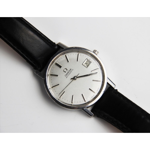 148 - A gent's vintage Omega Automatic stainless steel wristwatch, the round silvered dial with baton mark... 