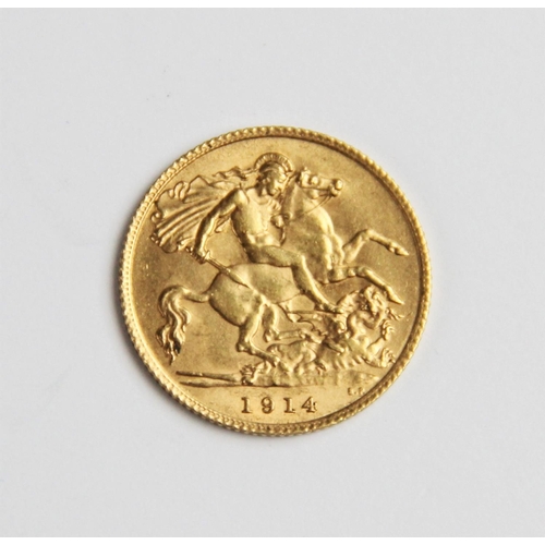 158 - A George V half sovereign, dated 1914, weight 4.0gms