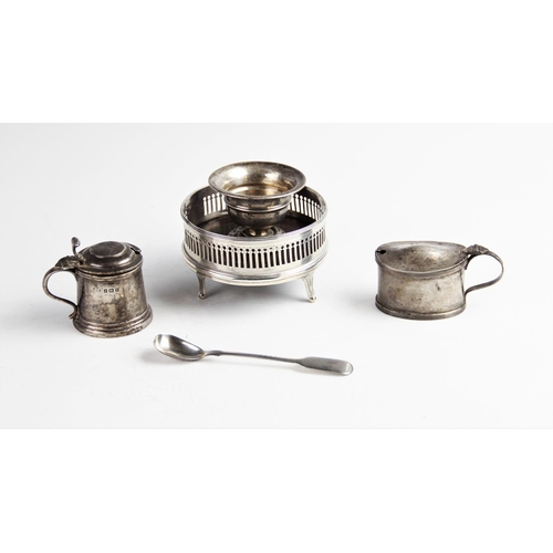 17 - A selection of silver and white metal tableware and accessories, to include a miniature silver hip f... 
