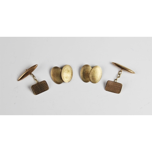 266 - A pair of George V 9ct gold cufflinks by Payton, Pepper & Sons Ltd, Birmingham 1929, each comprising... 