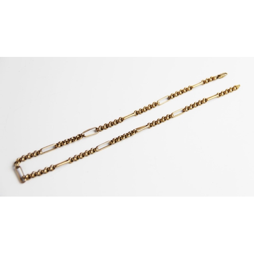 276 - A 9ct gold figaro link chain, with lobster claw and loop fastening, 51.5cm long, weight 15.4gms