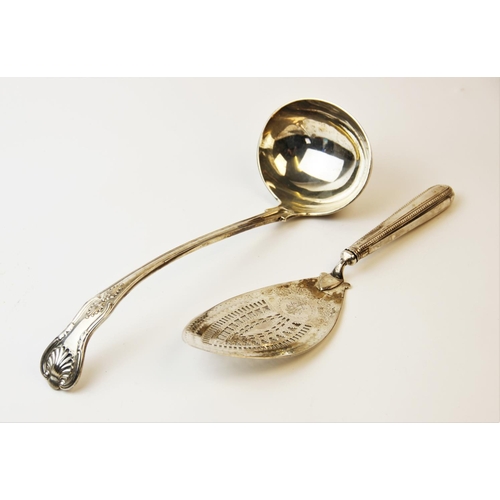 28 - A silver King's pattern ladle by Josiah Williams & Co, London 1901, 32cm long, weight 11.2ozt, toget... 