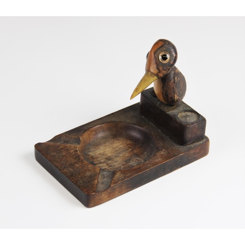 309 - A Henry Howell for Dunhill style Art Deco nut bird ashtray, circa 1930s, the head and body each form... 