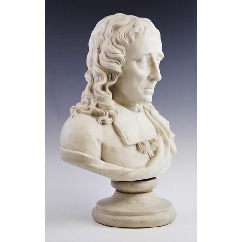 324 - A Parian ware bust of John Milton, 19th century, possibly Minton, set to an associated socle base, i... 