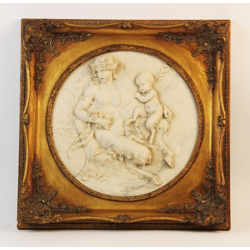 335 - After Leon Bertaux (1825-1909), a 20th century faux marble wall plaque depicting a classical scene w... 