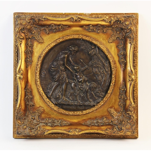 335 - After Leon Bertaux (1825-1909), a 20th century faux marble wall plaque depicting a classical scene w... 