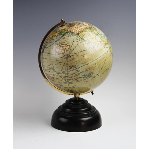 346 - A 1920's 'Geographia' eight inch terrestrial globe, by Geographia Ltd, 167 Fleet St, London, raised ... 