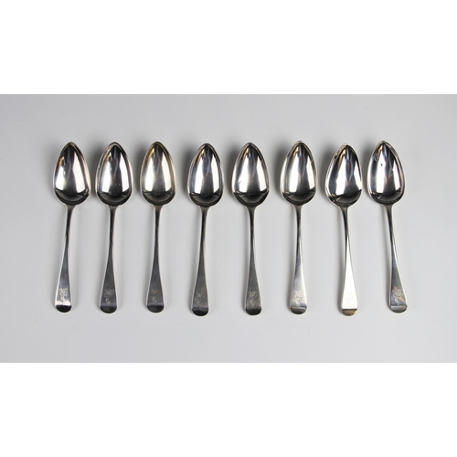 35 - A set of eight George III silver tablespoons by Richard Crossley, London, 1798, each of plain polish... 
