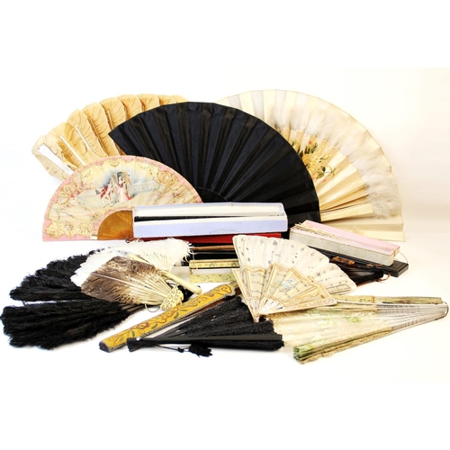 359 - A collection of fans, 19th century and later, to include a boxed George III example with hand painte... 