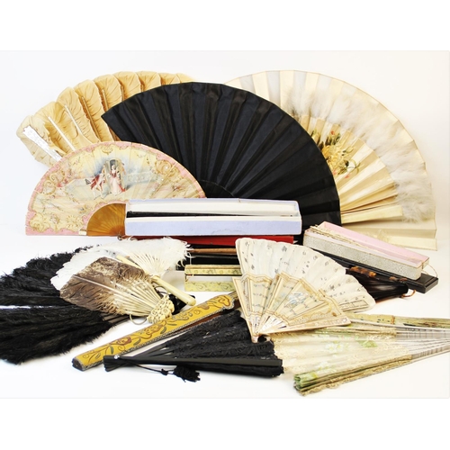 359 - A collection of fans, 19th century and later, to include a boxed George III example with hand painte... 