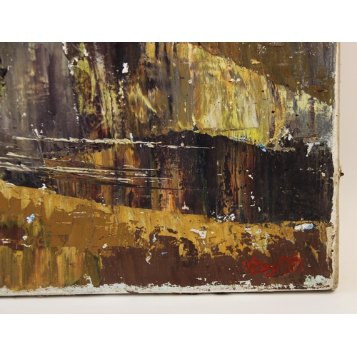 443 - Manner of Sir John 'Kyffin' Williams (1918-2006), 
Oil on linen,
Landscape with mountains and lake (... 