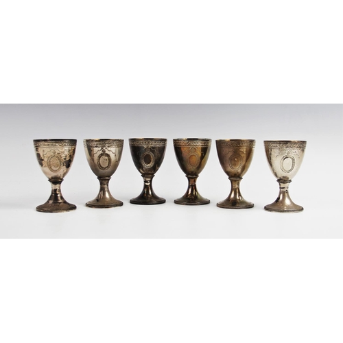 50 - A set of six silver gilt goblets by CJ Vander, London 1973, of typical form on circular spreading fo... 