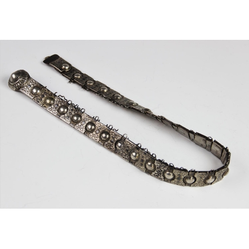59 - A late 19th century Russian silver belt, each link with embossed floral decoration with a circular f... 