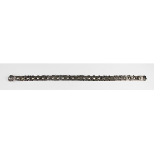 59 - A late 19th century Russian silver belt, each link with embossed floral decoration with a circular f... 