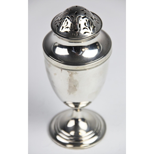 62 - An Edwardian silver sugar caster by William Comyns & Sons Ltd, London 1906, of urn form on stepped c... 