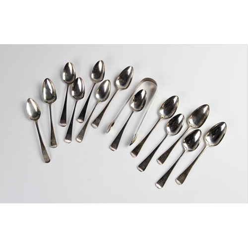 66 - A set of six George IV silver teaspoons by James Beebe, London 1828, each engraved with initials 'MO... 