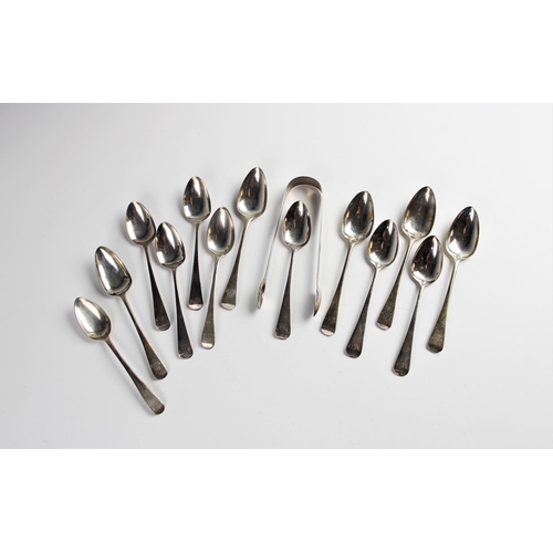 66 - A set of six George IV silver teaspoons by James Beebe, London 1828, each engraved with initials 'MO... 