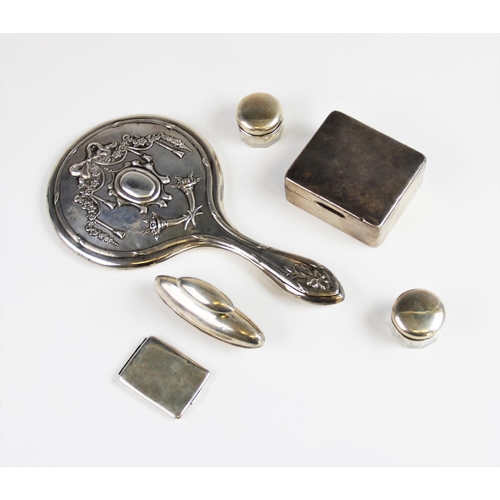 69A - A collection of silver wares, to include; a silver box Adie Brothers Ltd, Birmingham 1924, with frui... 