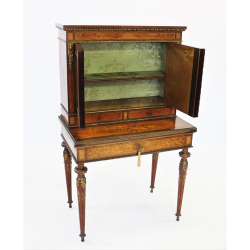 830 - A Louis XVI style burr yew and walnut bonheur du jour, late 19th, early 20th century, the rectangula... 