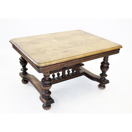 850 - An early 20th century French oak centre table, later reconstructed, the rectangular moulded top with... 