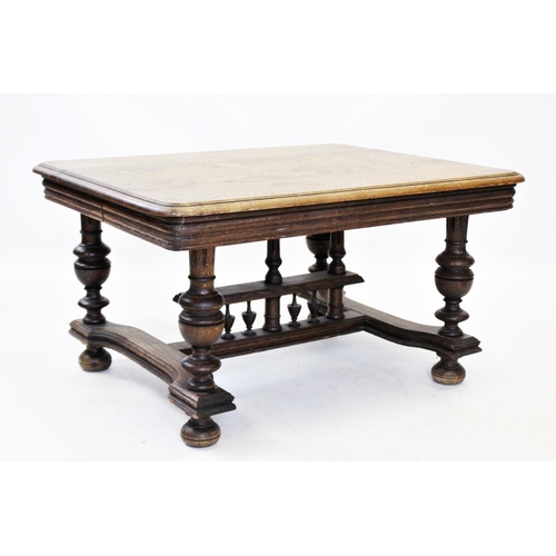 850 - An early 20th century French oak centre table, later reconstructed, the rectangular moulded top with... 