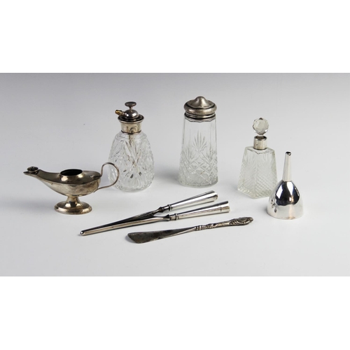 92 - A selection of silver and white metal tableware and accessories, to include a silver table lighter i... 