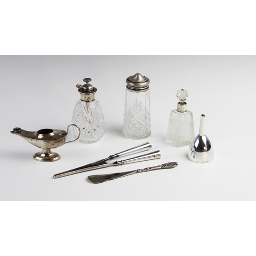 92 - A selection of silver and white metal tableware and accessories, to include a silver table lighter i... 