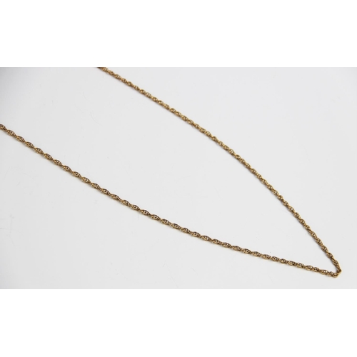 209 - A yellow metal necklace chain, with spring ring and loop fastening, stamped '9CT', length 61cm long,... 