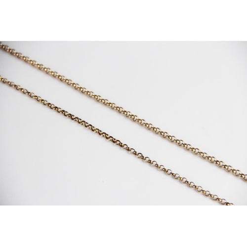 273 - A 9ct gold belcher link chain, with spring ring and loop fastening, 44.5cm long, together with anoth... 