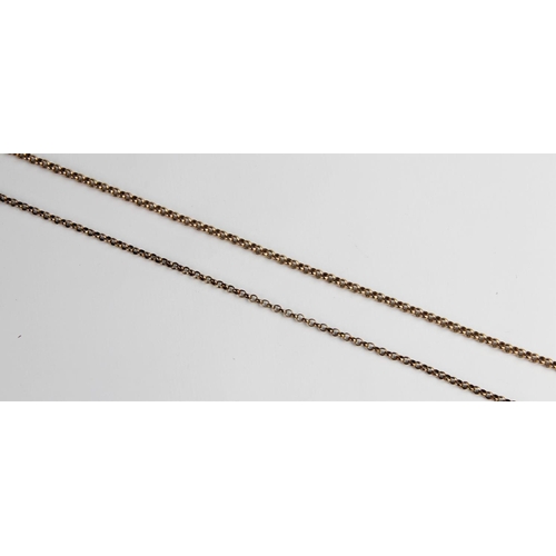 273 - A 9ct gold belcher link chain, with spring ring and loop fastening, 44.5cm long, together with anoth... 