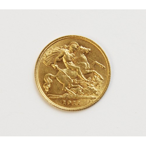 149 - A George V gold half sovereign, dated 1911, weight 3.9gms