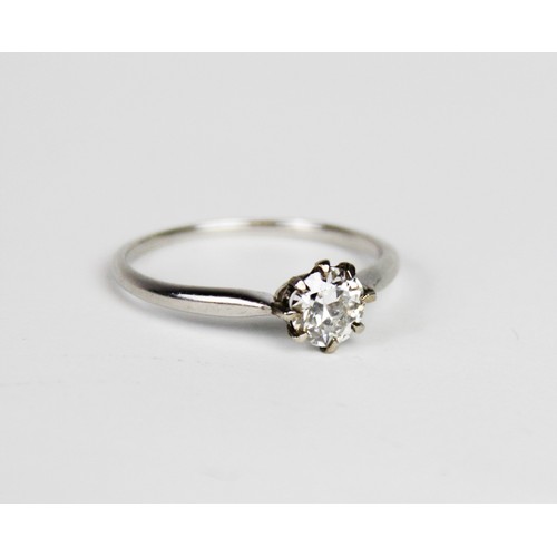 188 - A diamond solitaire ring, the central round brilliant cut diamond weighing approx. 0.73 carats, clar... 