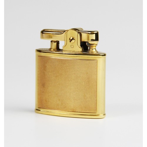 294 - A gold plated Ronson lighter, of rectangular form with engine turned decoration with cartouche engra... 